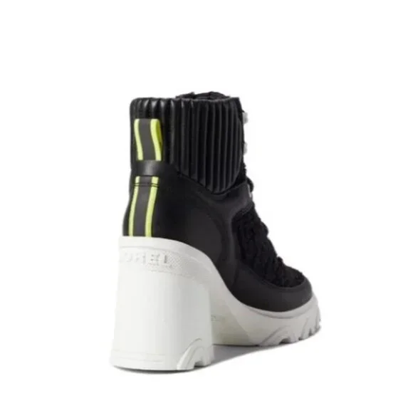 Sorel Women's Brex Heel Cozy Lace Booties Boots 9 Black Sea Salt GIFT NEW